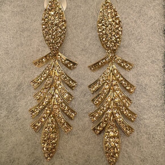 Gold Tiered Pave Set Chandelier Earrings - Picture 1 of 4
